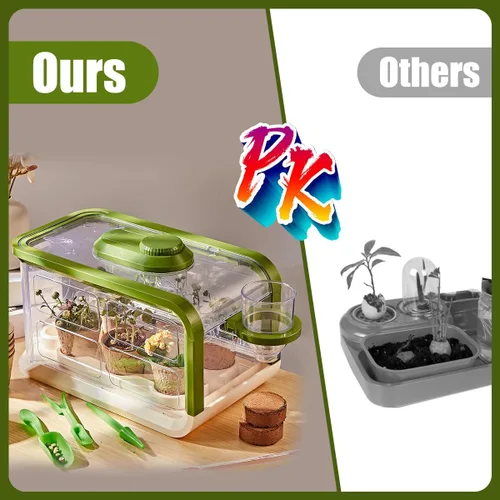 Vista 3 de Kit de cultivo de plantas para niños, kit de invernadero para jardín de niños con riego por goteo y luces de crecimiento, kit de terrario