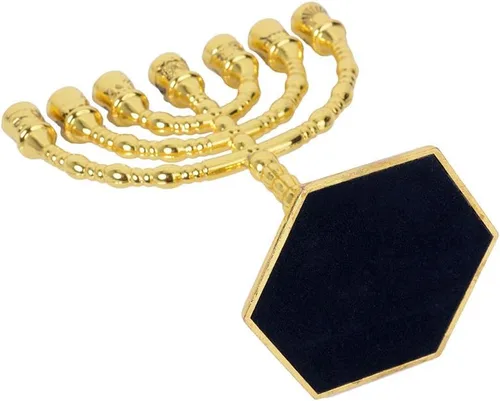 Vista 5 de Menorá 12 Tribus de Israel, soporte de velas judío, templo de Jerusalén, 7 ramas (12.7 cm, dorado)