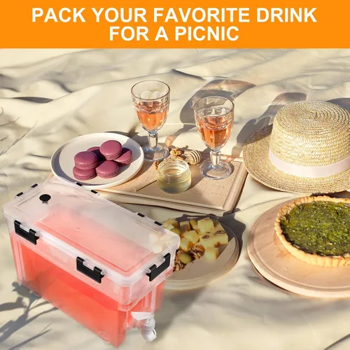 Vista 5 de Zhehao Dispensador de bebidas de 1.5 galones para refrigerador con grifo, dispensador de agua con tapas, dispensador de bebidas heladas para bebidas
