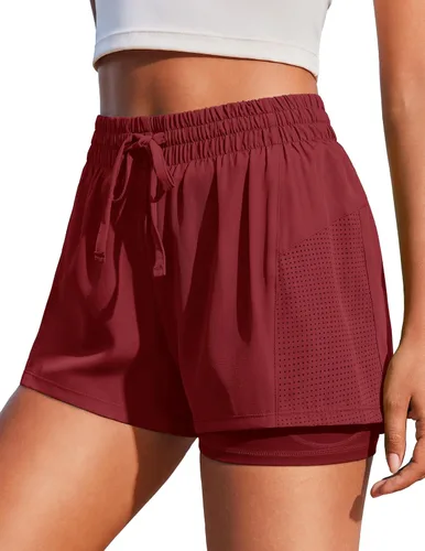 Vista 11 de PINSPARK - Pantalones cortos de cintura alta para mujer, de secado rápido, con bolsillo, para el gimnasio Negro