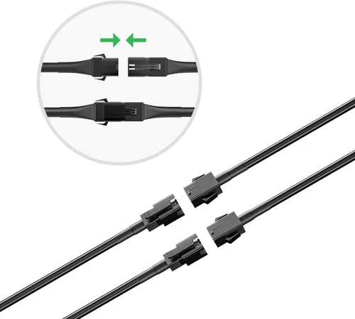 Vista 3 de Cable de extensión de luz LED de roca 2 unidades, 47 pulgadas, cable de extensión LED de 4 pines con interfaz, cable de extensión de luz LED RGB