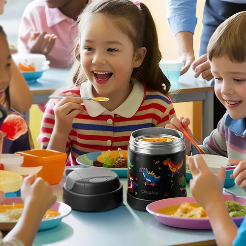 Vista 5 de Termo de sopa de 15 onzas para comida caliente para niños, tarro de comida aislado con cuchara, recipiente térmico para almuerzo, vacío de boca