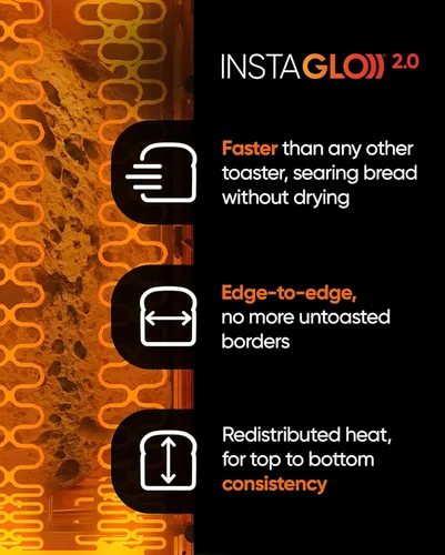 Vista 4 de Tostadora digital Revolution R90 – Tostadora de alta velocidad de 2 rebanadas con tecnología patentada InstaGLO 2.0 – Tosta pan, bagels, gofres
