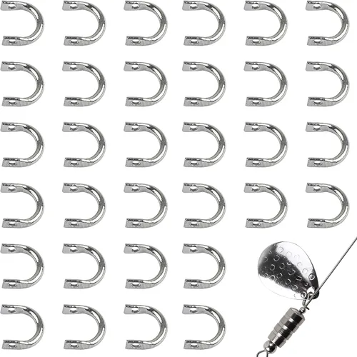 Vista 10 de Clevis de pesca Easy Spin Spinner Clevis, 120 piezas de eslabones de latón en forma de U, hoja giratoria para señuelo, cuchara de pesca, accesorios