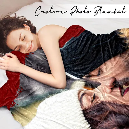 Vista 2 de YESCUSTOM Manta personalizada con texto fotográfico, manta personalizada con mis propias imágenes para Navidad, familia, mamá, papá, perro