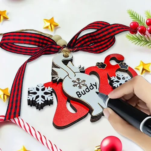 Vista 4 de Adornos de Navidad para gatos 2025, adorno divertido para árbol de Navidad, adornos únicos y lindos de madera para decoración - Regalos para amantes