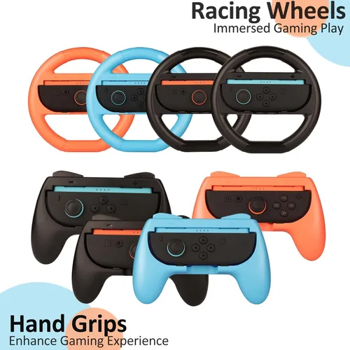 Vista 4 de Accessories for Switch 2 - Family Bundle for Nintendo Switch 2,Carry Case,Portable Joy Con Charger,4 Pack Steering Wheels and Hand Grips,Dockable