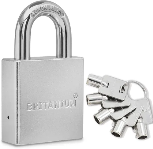 Vista 8 de Britanium® SFE60 - Candado de grado profesional, acero cromado con grillete de aleación de boro, 5 llaves de vaso, diseño resistente a la intemperie