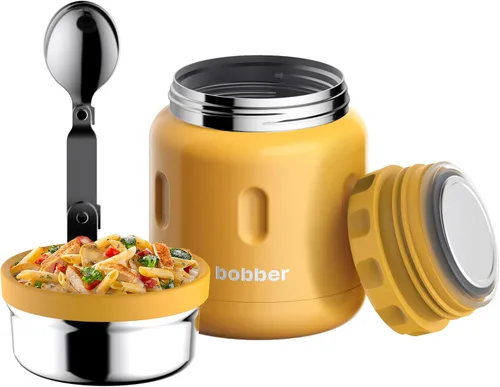 Vista 14 de BOBBER Tarro de alimentos aislado de acero inoxidable de 16 oz con boca extra ancha, cuchara y tazón integrados, mantiene el calor durante 10 horas