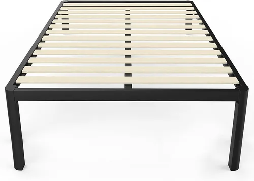 Vista 16 de MAF - Base de cama de plataforma de 14 pulgadas para cama individual con listones de madera, base de cama de metal resistente de 3500 libras