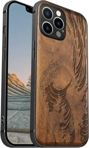 Vista 12 de Carveit Funda magnética de madera para iPhone 12 [madera natural y TPU suave] a prueba de golpes, funda de madera única y elegante compatible