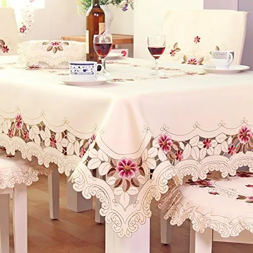 Vista 5 de FADFAY Mantel rústico europeo hecho a mano mantel rectangular ahueca hacia fuera cubierta de mesa