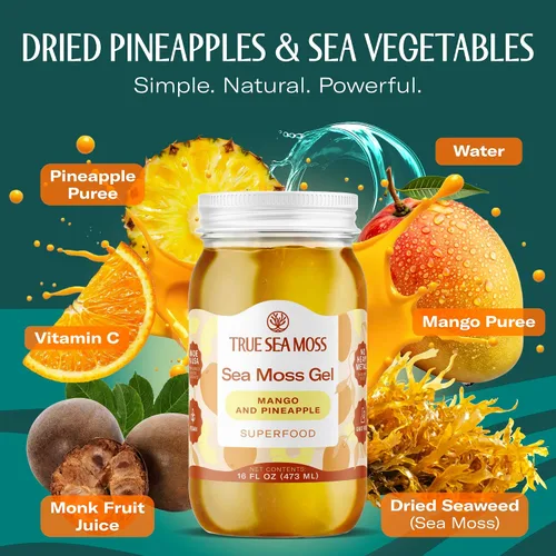 Vista 3 de TrueSeaMoss - Gel de musgo marino irlandés, cultivo silvestre, hecho con algas secas y frescas, apoyo para la salud y la digestión, fabricado