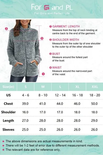 Vista 7 de For G and PL Chaqueta de forro polar suave y cálida de manga larga con cremallera completa para mujer