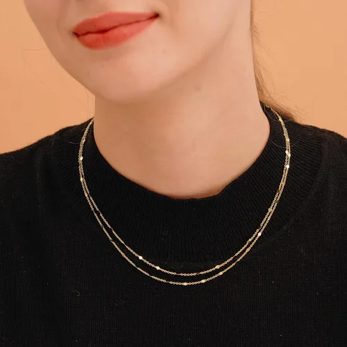Vista 4 de Tewiky Collar de cadena de oro para mujer, chapado en oro de 14 quilates, collar de cadena de oro delicado, gargantilla de oro simple, collar