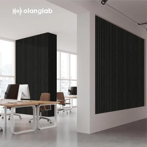 Vista 8 de Olanglab Paquete de 4 paneles de pared de listones de madera, paneles de pared acústicos de madera, 94.5"x12.6" pulgadas, cada uno de los paneles