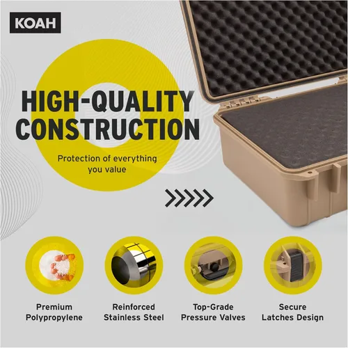 Vista 7 de Koah Funda rígida resistente a la intemperie con espuma personalizable, resistente a los impactos, ideal para cámaras, drones, dispositivos