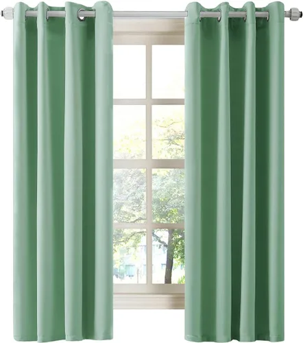 Vista 25 de LA PALMA Cortinas opacas con aislamiento térmico y ojales, para sala de estar, dormitorio, paquete de 2 paneles