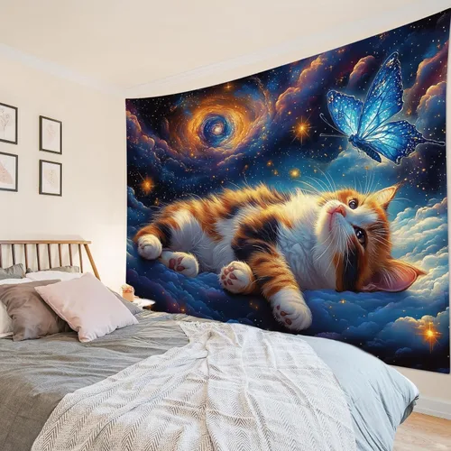 Vista 22 de HVEST Tapiz de cactus con diseño de plantas suculentas del desierto tropical en estante de madera, tapiz para colgar en la pared, acuarela botánica