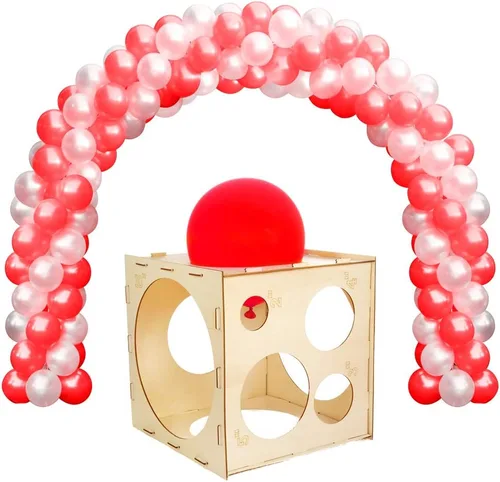 Vista 6 de Auihiay Cubo de madera plegable de 2 a 10 pulgadas (9 agujeros) Herramienta de medición de tamaño de globo para decoraciones de globos, arcos