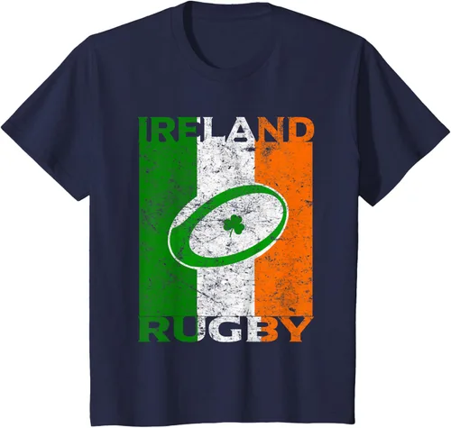 Vista 73 de Camiseta de rugby irlandés con la bandera de Irlanda, regalo vintage Negro