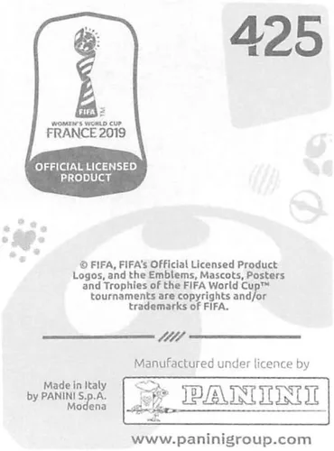 Vista 2 de Panini FIFA - Calcomanías para álbumes de la Copa Mundial Femenina de Francia 2019 (solo adhesivo individual) Fútbol #425 Waraporn Boonsing