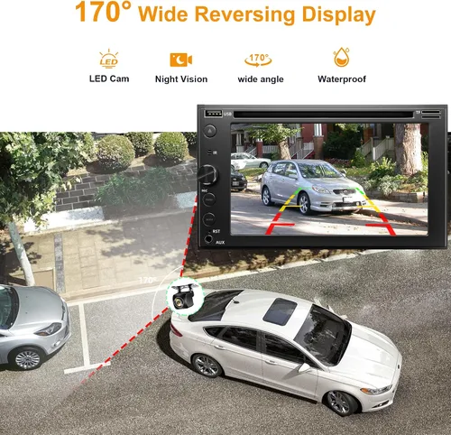 Vista 3 de Estéreo de coche de doble DIN con reproductor de CD/DVD, pantalla táctil de 7 pulgadas con Apple CarPlay y Android Auto, Bluetooth5.2, cámara