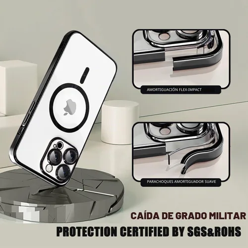 Vista 5 de Misscase Funda MagSafe compatible con iPhone 14 Pro con protector de lente de cámara, protección completa, funda magnética transparente compatible