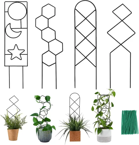Vista 10 de Wellsign Enrejado de plantas de interior para plantas trepadoras, enrejado de metal de jardín pequeño de 16 pulgadas para plantas en macetas al aire
