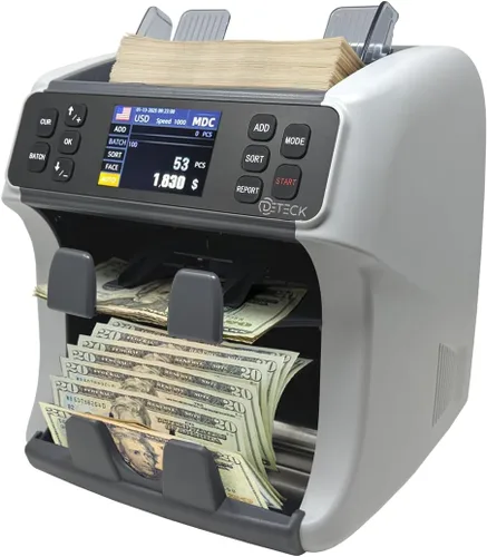 Vista 10 de DETECK DT500 Contador de Dinero de Denominación Mixta, Multidivisa, Contador de Billetes, Detección de Falsificaciones 2CIS/UV/IR/MG/MT, Contador