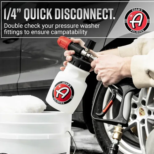 Vista 5 de Adam's Polishes Cañón de Espuma Premium - Pulverizador de Jabón para Lavado de Autos Bote Pulverizador para Lavadora a Presión con Desconexión
