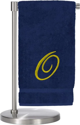 Vista 62 de Script R - Toalla de baño con monograma, regalo personalizado, 27 x 54 pulgadas, juego de 1 toalla bordada con texto dorado, 100% algodón turco Navy