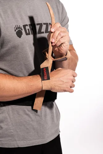 Vista 4 de Grizzly Fitness - Correas de muñeca de piel auténtica de 1.5 pulgadas para hombres y mujeres, se venden en pares, talla única, utilizadas por