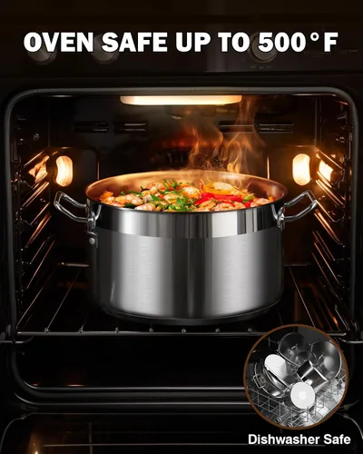 Vista 5 de Cooks Standard Olla de Caldo de 6 Cuartos con Tapa, Stockpot Profesional de Acero Inoxidable 18/10 Horno Holandés Cacerola Olla de Cocina, Ollas