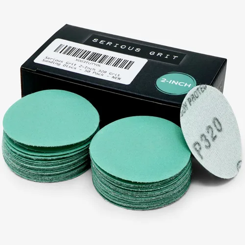 Vista 8 de Serious Grit - Discos de lijado de grano 80 de 2 pulgadas - Discos de película de gancho y bucle de alta resistencia - Papel de lija para torneado
