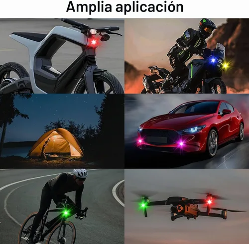 Vista 6 de 4 luces estroboscópicas LED inalámbricas con control remoto, 8 colores recargable por USB, luz de advertencia anticolisión, luces LED inalámbricas