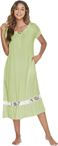 Vista 5 de Verdusa Camisón de encaje para mujer, camisón victoriano de manga corta, pijama