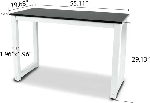 Vista 3 de G-PLUS Escritorio de computadora de 55.1 pulgadas, mesa de oficina de madera, estilo moderno y simple, para computadora portátil, mesa de estudio