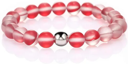 Vista 4 de Pulsera elástica con cuentas de sirena mística hecha a mano de cristal redondo de 0.315in multicolor mate cuentas pulsera elástica brillante