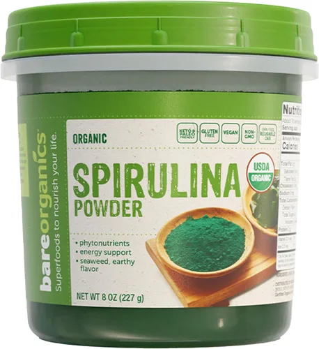 Vista 3 de Bare Organics 12522 Chlorella en polvo, 8 onzas