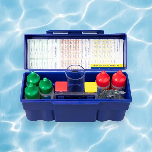 Vista 4 de Kit de prueba de piscina de 4 vías con bloque de probador y estuche