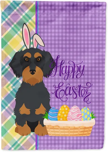 Vista 31 de Caroline's Treasures WDK4925GF Bandera de Pascua Airedale Terrier negra y tostada, tamaño jardín, bandera decorativa para patio exterior, patio
