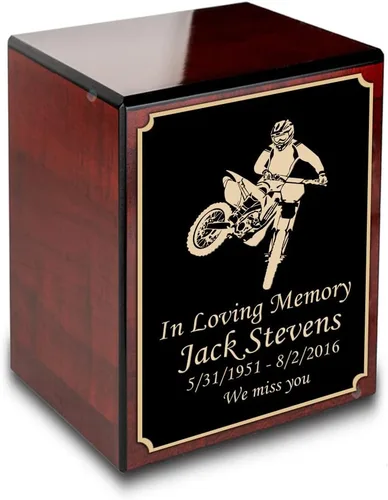 Vista 30 de GetUrns Caja conmemorativa de urna de cremación de cereza pequeña grabada personalizada para cenizas (gloria americana)