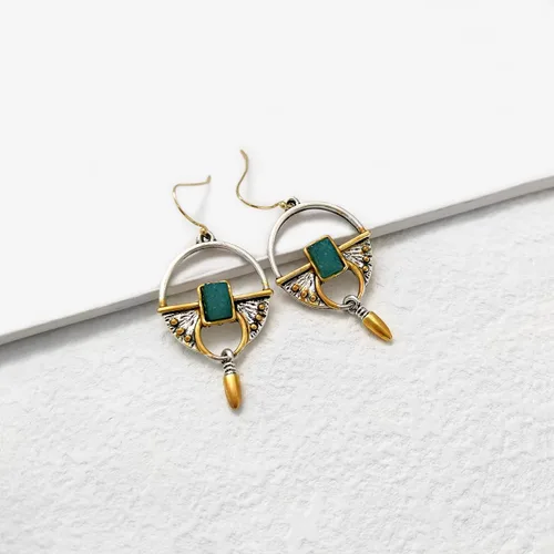 Vista 5 de Aretes estilo bohemio vintage chapados en oro de 14 quilates para mujer