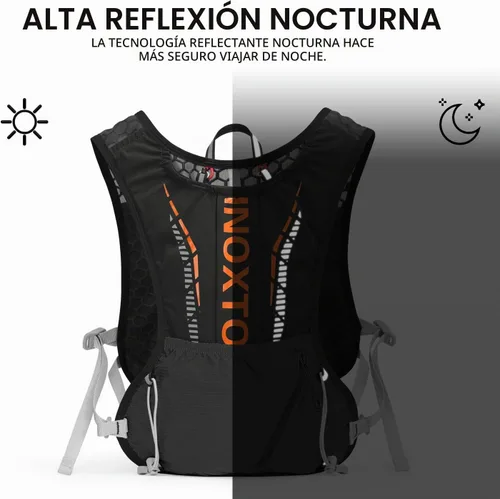 Vista 5 de INOXTO - Mochila de hidratación para correr, ligera, aislada, con bolsa de agua de 1.5 L, mochila para senderismo, correr, ciclismo, carrera