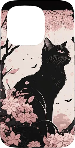 Vista 14 de Cute Pink Japanese Cherry Blossom Cat Aesthetic Case for iPhone 16