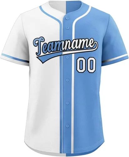 Vista 28 de Camiseta de béisbol dividida personalizada con botones y número de nombre cosido personalizado para hombres/mujeres/niños