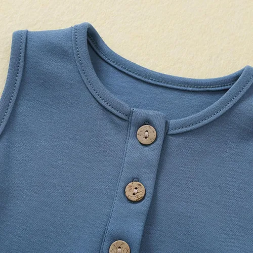 Vista 3 de Baby Boys Sleeveless Romper,Newborn Tank Top Summer Clothes Short Jumpsuit Gris azulado