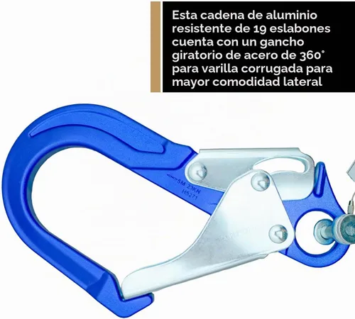 Vista 4 de Conjunto de cadena de posicionamiento de barra de refuerzo AFP con gancho giratorio (aluminio)