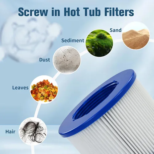 Vista 4 de Repuesto de filtro atornillado para bañera de hidromasaje RELXTIME/ALEKO/Wejoy Aquaspa/Co-z/Wave/CleverSpa, cartuchos roscados para jacuzzis Paquete